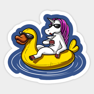 Unicorn Riding A Bath Duck Float Sticker